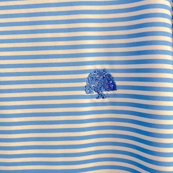 FJ Performance Blue and white striped short sleeve golf shirt. 3 button L - Picture 5 of 9